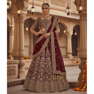 Designer Embroidered Silk Lehenga Choli with Dupatta – Bridal & Festive Wear
