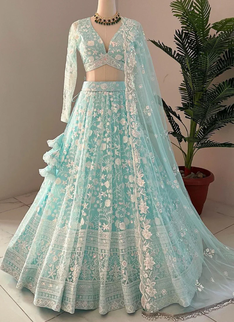 Net Embroidered Lehenga