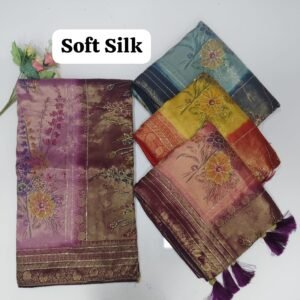 Digital Soft Silk Saree | Jarkan Work | Rich Designer Pallu