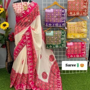 Fancy Gota Work Saree with Bandhani Blouse