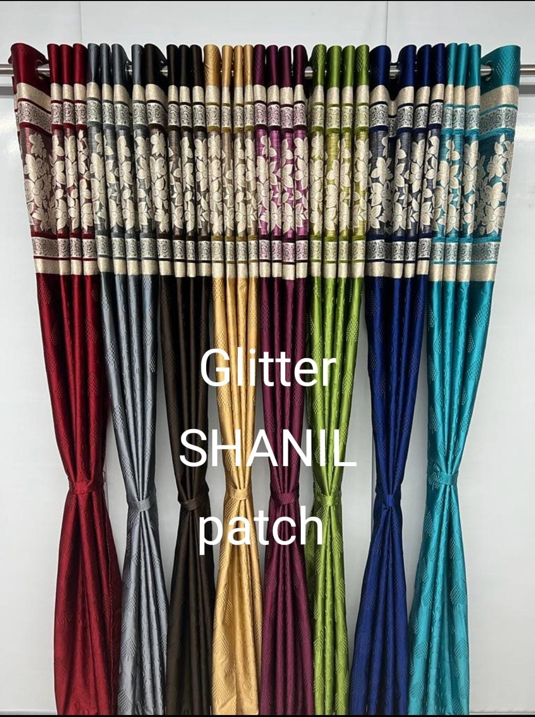 Glitter Shanil Patch Curtain | Premium Heavy Quality